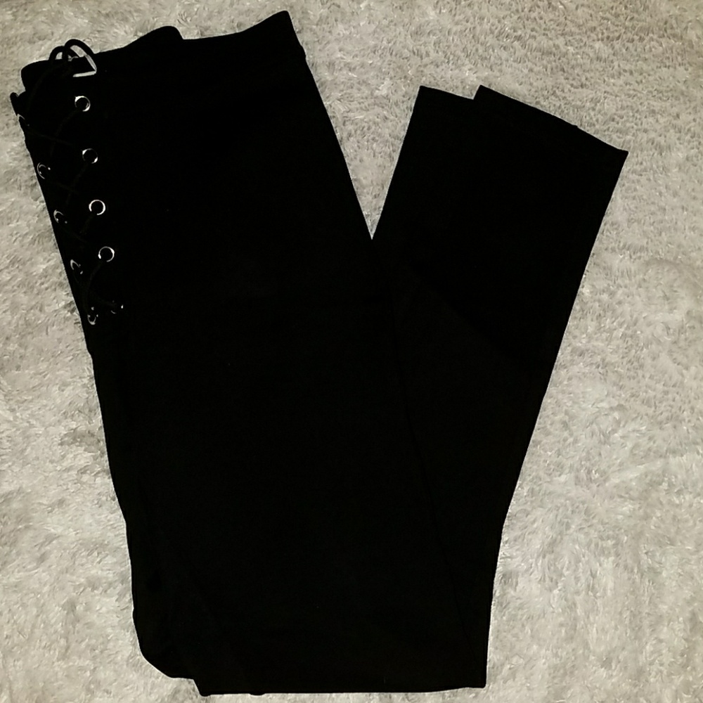 Black tie up pants